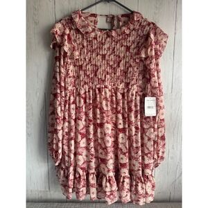 Free People Tea Combo Floral Mini Dress Ruffle XS